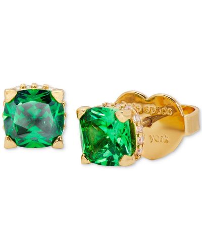 Kate Spade Little Luxuries Pave & Crystal Square Stud Earrings - Green