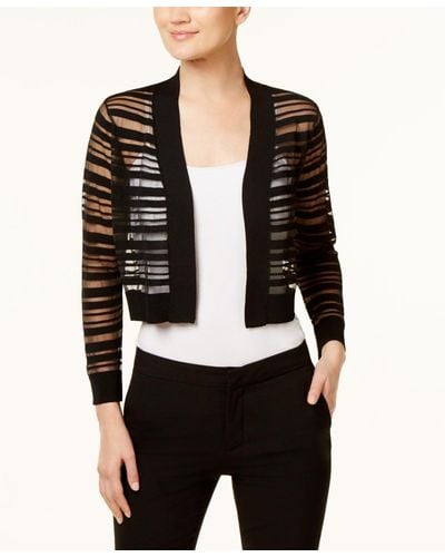 Calvin Klein Sheer-stripe Cropped Cardigan - Black