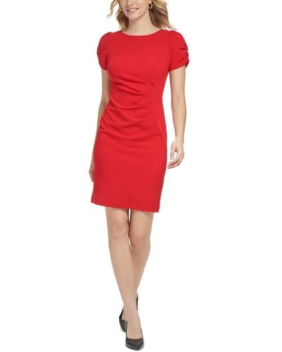 Karl Lagerfeld Crepe Pleated Sheath Dress - Red