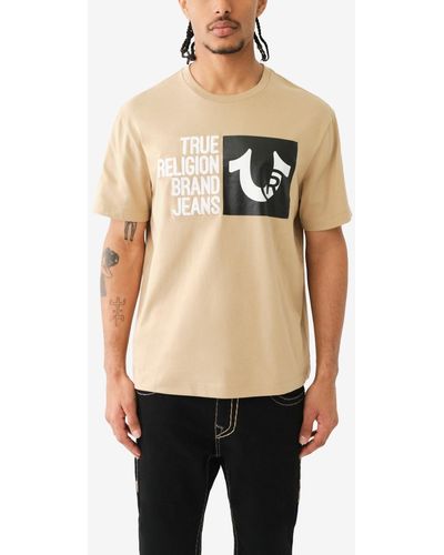 True Religion Short Sleeve Relaxed Chain Embro Tee - Natural