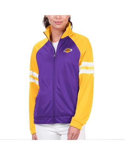 G-III 4Her by Carl Banks Los Angeles Lakers Main Player Raglan Rhinestone Full-zip Track Jacket - Purple