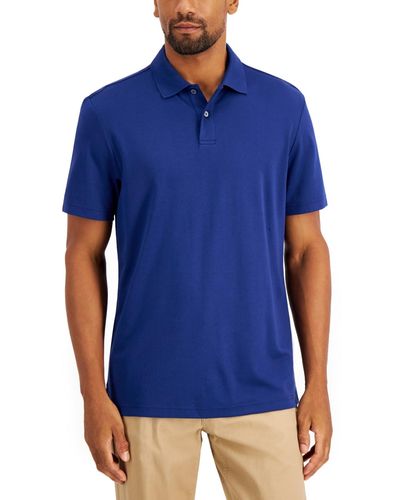 Alfani Regular-fit Solid Supima Blend Cotton Polo Shirt - Blue
