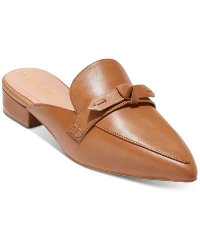 Cole Haan Piper Bow Pointed-toe Flat Mules - Brown