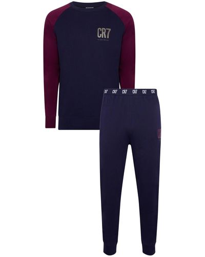 Cr7 100% Cotton Loungewear Pants Set - Blue