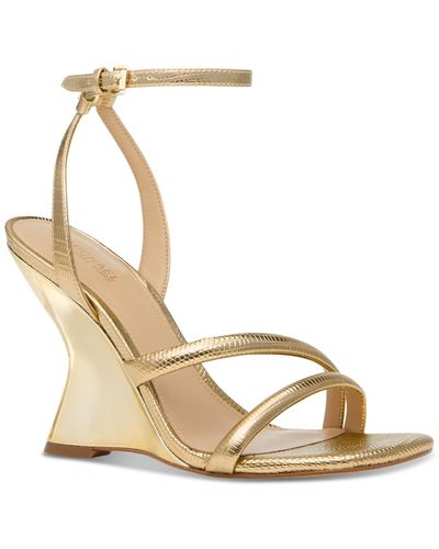 Michael Kors Michael Nadina Ankle-strap Wedge Sandals - Metallic