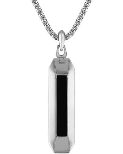 Bulova Stainless Steel Gemstone Pendant Necklace - White