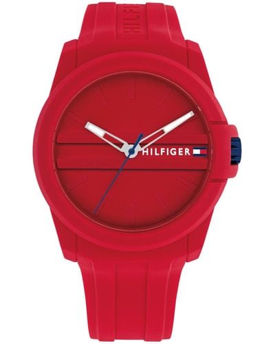 Tommy Hilfiger Quartz Silicone Watch 44mm - Red