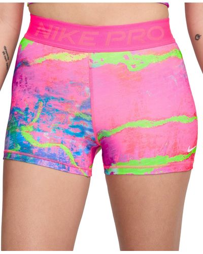 Nike Pro 3" Printed Shorts - Pink