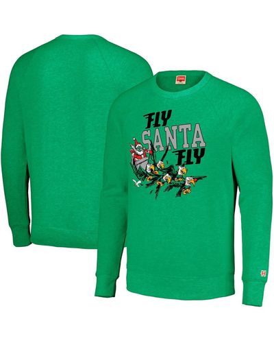 Homage And Philadelphia Eagles Holiday Raglan Tri-blend Pullover Sweatshirt - Green