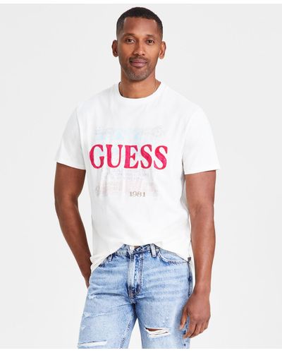 Guess World Stamps Regular-fit Logo Graphic T-shirt - White