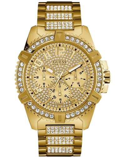Guess Men's Crystal Gold-tone Stainless Steel Bracelet Watch 46mm U0799g2 - Metallic