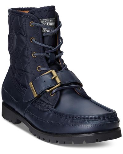 Polo Ralph Lauren Ranger Leather Quilted Canvas Boots - Blue