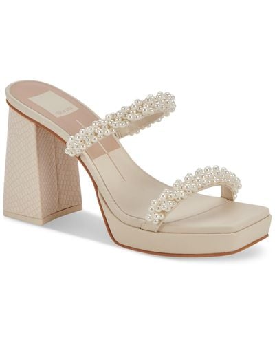Dolce Vita Ariele Pearl Platform High Heel Dress Sandals - White