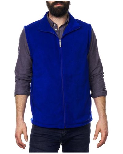 Alpine Swiss Full Zip Up Fleece Vest Lightweight Warm Sleeveless Jacket - Blue