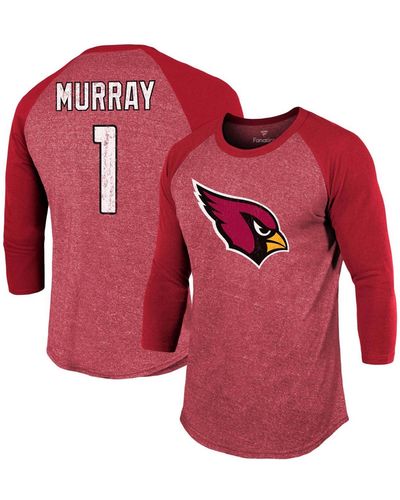 Fanatics Kyler Murray Cardinal Arizona Cardinals Team Player Name Number Tri-blend Raglan 3/4 Sleeve T-shirt - Red