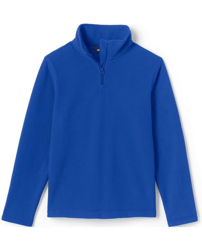 Lands' End Girls School Uniform Lightweight Fleece Quarter Zip Pullover - Blue