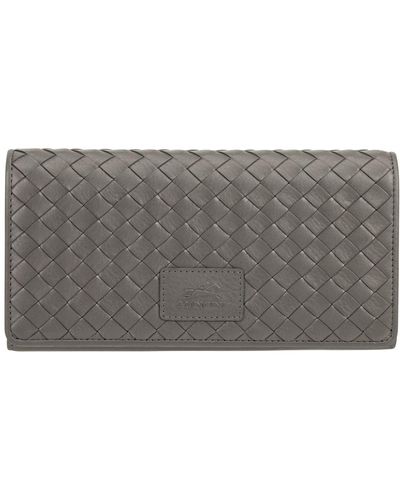 Mancini Basket Weave Collection Rfid Secure Trifold Wallet - Gray