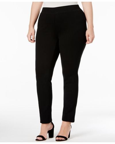INC International Concepts Plus Size Skinny Pull-on Ponte Pants - Black