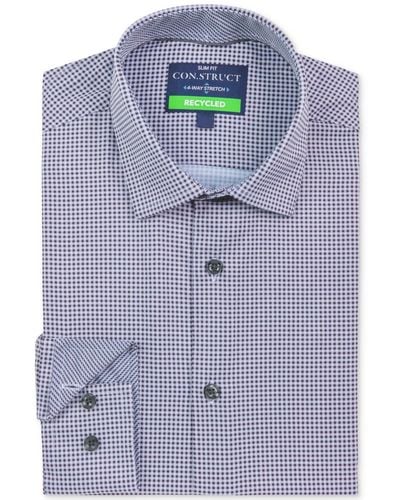 Con.struct Recycled Slim Fit Gingham Performance Stretch Cooling Comfort Dress Shirt - Blue