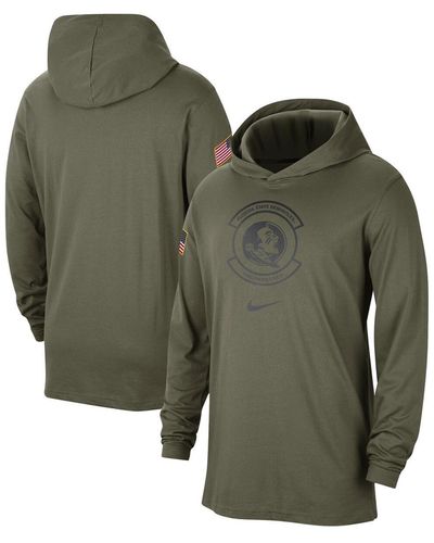 Nike North Carolina Tar Heels Military-inspired Pack Long Sleeve Hoodie T-shirt - Green