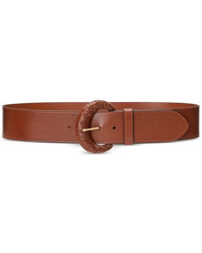Lauren by Ralph Lauren Crescent-buckle Leather Wide Belt - Brown