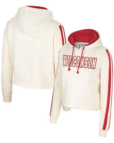 Colosseum Athletics Wisconsin Badgers Perfect Date Cropped Pullover Hoodie - White