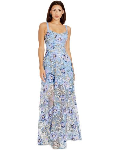 Dress the Population Nina Floral-sequined Gown - Blue