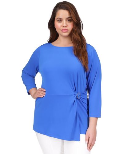 Michael Kors Michael Plus Size Ring Twist 3/4-sleeve Top - Blue