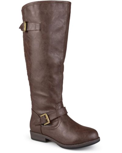 Journee Collection Extra Wide Calf Spokane Studded Boot - Brown