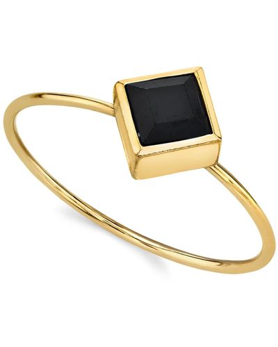 2028 14k Gold-tone Diamond Shaped Crystal Ring - Black