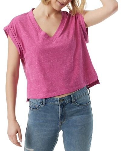 Jessica Simpson Hester V-neck Cropped T-shirt - Pink