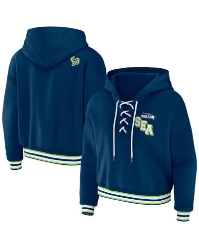 WEAR by Erin Andrews Seattle Seahawks Lace-up Pullover Hoodie - Blue