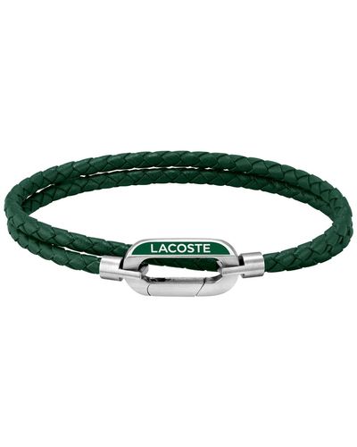Lacoste Braided Leather Bracelet - Green