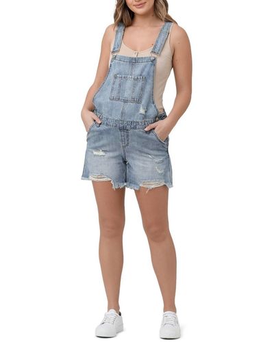 Ripe Maternity Maternity Denim Short Overalls - Blue