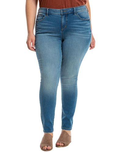 Slink Jeans Plus Size Mid Rise Skinny Jeans - Blue