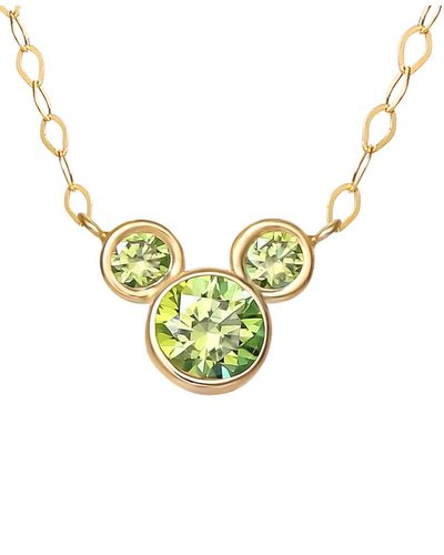 Disney Mickey Mouse Cubic Zirconia Birthstone Pendant Necklace - Metallic
