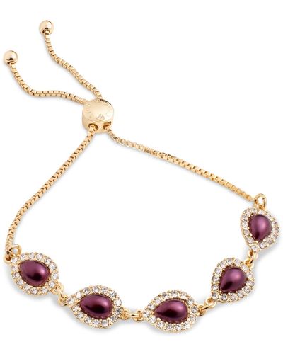 Charter Club Gold-tone Pave & Color Imitation Pearl Slider Bracelet - Purple