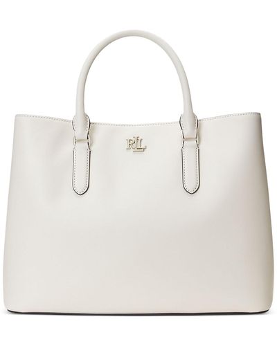 Lauren by Ralph Lauren Full-grain Smooth Leather Large Marcy Satchel - Natural