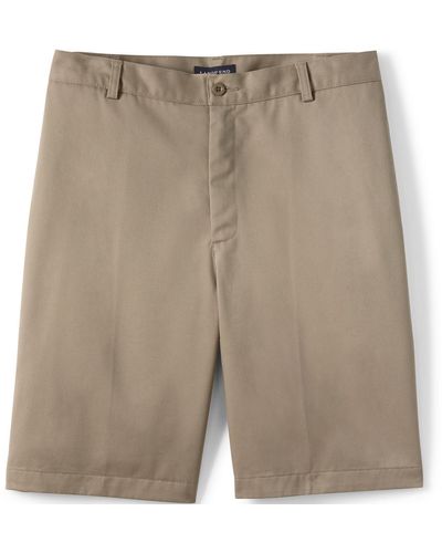 Lands' End School Uniform 11" Plain Front Wrinkle Resistant Chino Shorts - Natural
