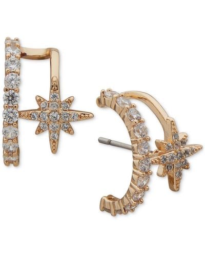 Lonna & Lilly Gold-tone Pave Star Split-hoop Earrings - Metallic