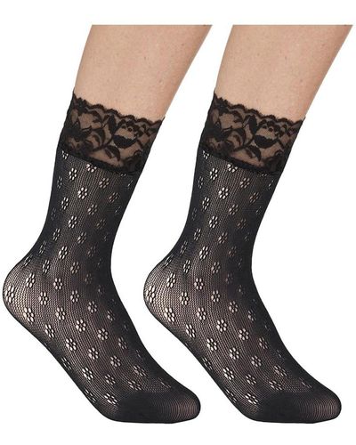Stems Daisy Fishnet Socks - Black