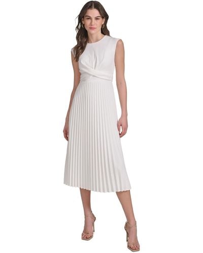 Calvin Klein Pleated A-line Dress - White