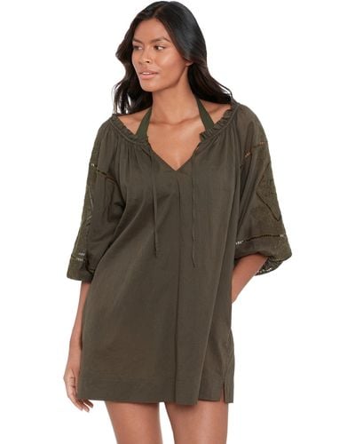 Lauren by Ralph Lauren Cotton Embroidered Dress Cover-up - Brown