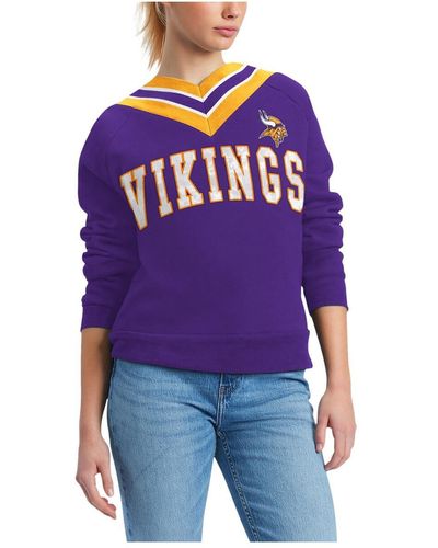 Tommy Hilfiger Minnesota Vikings Heidi Raglan V-neck Sweater - Purple