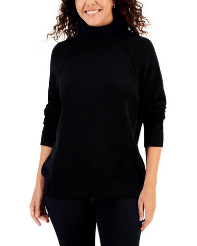 Karen Scott Cotton Turtleneck Sweater - Black