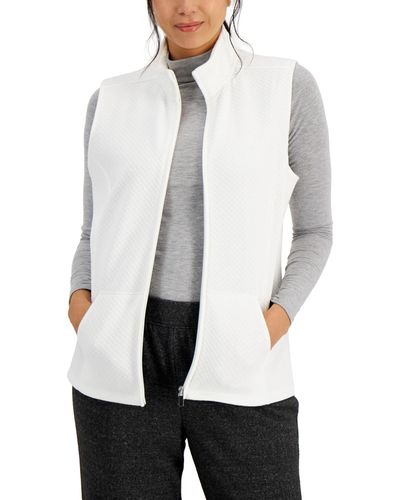 Karen Scott Quilted Fleece Vest - White