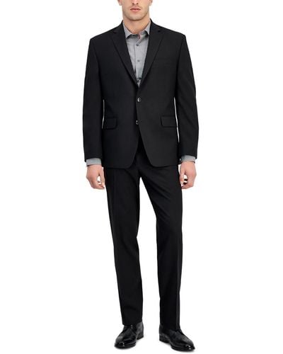 Perry Ellis Modern-fit Solid Nested Suits - Black