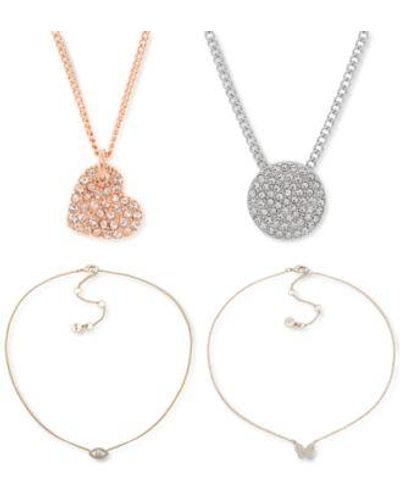 DKNY Crystal Pendant Necklace Jewelry Separates - White