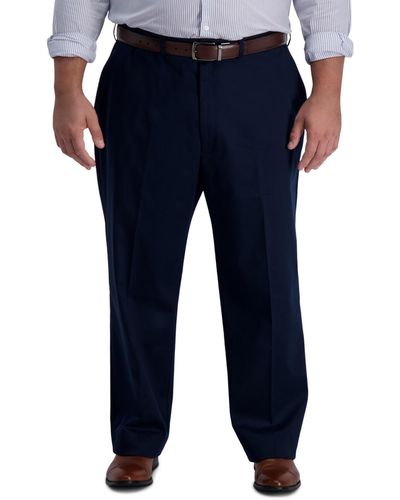 Haggar Big & Tall Iron Free Premium Khaki Classic-fit Flat Front Pant - Blue