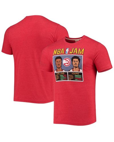 Homage John Collins & Trae Young Nba Jam Tri-blend T-shirt - Red